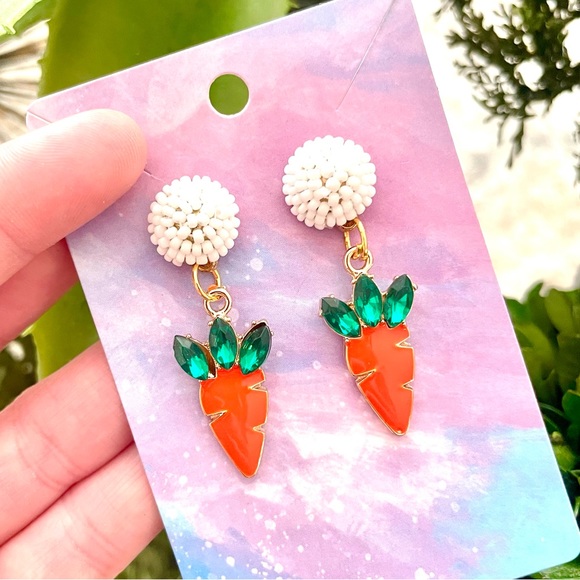 Gemstone Carrot Dangle Earrings - Picture 2 of 5